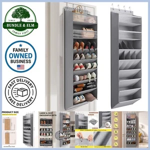 Organizer per scarpe da appendere 8 livelli tessuto Oxford montaggio a parete salvaspazio grigio - Foto 1 di 9