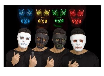 Light-Up Illumo Purge Mask - Black - Costume Accessory - One Size - 4 Colors - Image 1 of 4