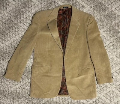 Lauren Ralph Lauren 42L Tan Corduroy Mens Sport Coat Jacket No Buttons - Image 1 of 4