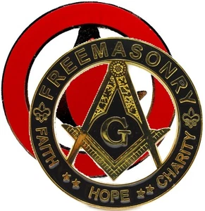 Emblema automático de automóvil Masonic Master Mason de 3" pulgadas recortado NEGRO // DORADO - Imagen 1 de 4