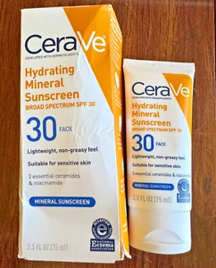 CeraVe Mineral Face Hydrating Sunscreen Lotion, SPF 30 - 2.5 oz exp 2027 - OPEN - Picture 1 of 4