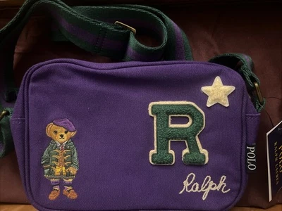 POLO Ralph Lauren Bear Purple Camera Shoulder Crossbody Bag NWT - Image 1 of 4