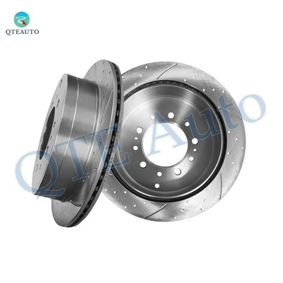 Rear 345 Drilled Slotted Brake Rotors To 2008-2011 2013-2021 Toyota Land Cruiser - Image 1 of 4