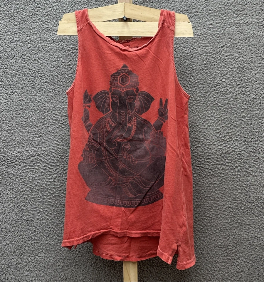 Lucky Brand Tank Top Womens S Red Round Neck Sleeveless Ganesha Deity Graphic - Image 1 of 4