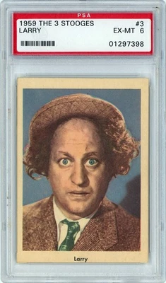 1959 Fleer 3 Three Stooges Card #3 – “Larry” – PSA 6 – Rare!!! - Image 1 of 2