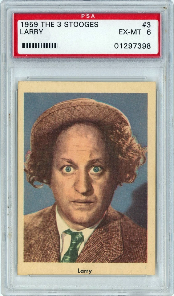 1959 Fleer 3 Three Stooges Card #3 – “Larry” – PSA 6 – Rare!!! - Image 1 of 2