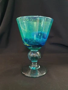 Mdina Sea & Sand Art Glass Knop Stem Circular Foot Goblet- Signed & Dated 1978 - Picture 1 of 11