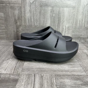 OOFOS OOmega OOahh Wedge Women's size 8/EURO 39 Black Platform Slide - Picture 1 of 8