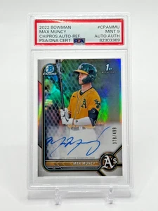 MAX MUNCY - 2022 Bowman Cromo 1° Bowman Rifrattore Auto /499 - PSA 9 - A’s - Foto 1 di 2