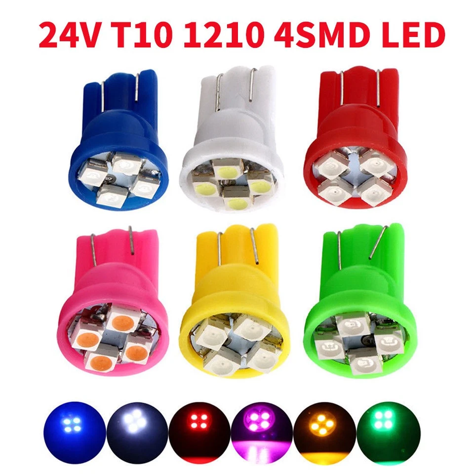 100Pcs 24V LED Bulbs T10 W5W 194 168 2825 LED Truck Lorry Led Interior Lights - Image 1 of 4