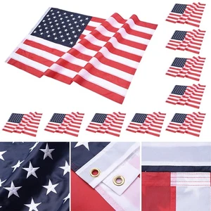 10 Stck. 3x5 Fuß US Amerikanische Flagge Sterne 210D Oxford genähte Streifen Messing Ösen USA - Bild 1 von 9