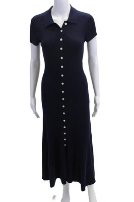 Polo Ralph Lauren Women Shirt Dress Dark Blue Rayon Short Sleeve Midi Size XS - Image 1 of 4
