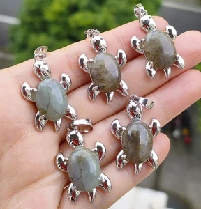 5 piezas gemas de labradorita tortuga marina colgantes amuleto de suerte encanto - Imagen 1 de 1