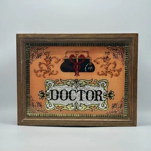 Rare Vintage Oak Wood/Embossed Foil “Doctor W/Medical Caduceus” Trinket Box - Picture 1 of 18