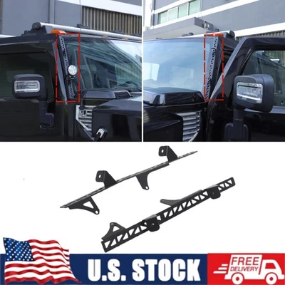 Soporte de montaje de barra de luz LED pilar A de acero al carbono negro para Hummer H2 2003-2009 Foto 1 de 4