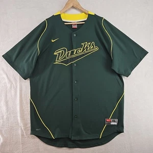 Vintage Oregon Ducks Baseball Trikot Herren XL Grün Gelb Nike Dri Fit Button - Bild 1 von 10