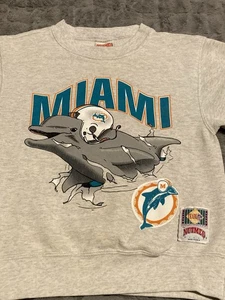 Vintage 1993 Miami Dolphins Nutmeg “Break-Through” Sweatshirt Youth Medium - Picture 1 of 15