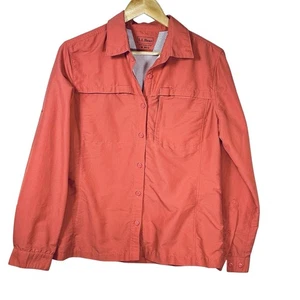 LL BEAN Womens Tropicwear Shirt Long-Sleeve Warm Coral Medium Outdoorwear - Picture 1 of 11