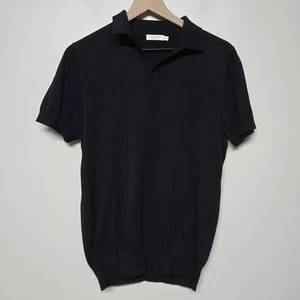 Suitsupply Cotton Silk Polo Shirt Men Sz M Short Sleeve Black Preppy Luxury - Picture 1 of 7