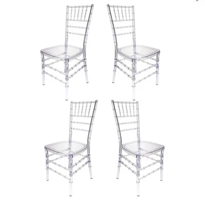 Silla Chiavari de resina transparente “Pro-Clear™” sin montar, paquete de 4 sillas de Chivari Foto 1 de 4
