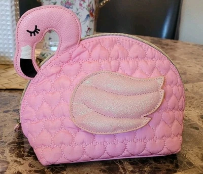 Betsey Johnson~Flamingo Hand Bag~Coin Purse~Pouch~Cosmetic Bag~Makeup Bag EUC  - Image 1 of 4
