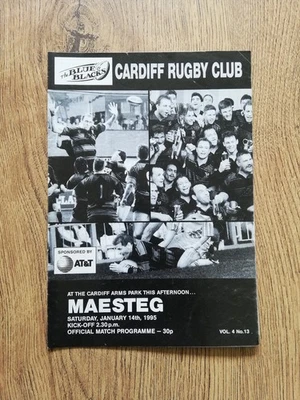 Cardiff v Maesteg Jan 1995 Rugby Programme - Image 1 of 2