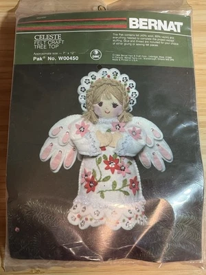Kit de adorno de árbol de fieltro vintage Bernat Angel Celeste #W00450 1984 Foto 1 de 4