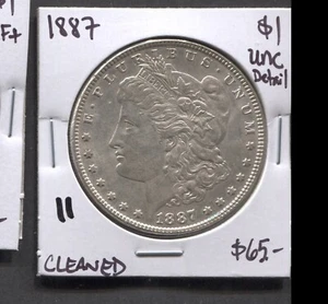 1887-Morgan Dollar- UNC- Details/Cleaned - Picture 1 of 2