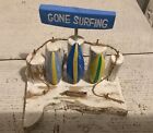 Hand Made Wooden ?Gone Surfing ? Beach Art Display With Three Surfboards