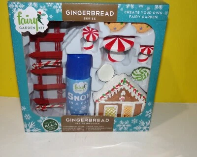 Fairy Garden Kit Gingerbread House Series Christmas Craft Snow in Can New - Image 1 of 2