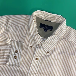Woods & Woods Men’s XL Long Sleeve Yellow Strip Bottom Down Casual Dress Shirt - Picture 1 of 7
