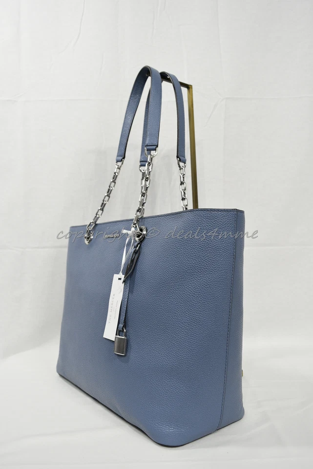 Michael Kors Mercer Leather Chain MD TZ MF Tote Hand Bag Denim 30h6sm9t9l