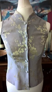 Principles Ladies Chinese Collar Sleeveless Embroidered Blouse. Size 12 - Picture 1 of 5