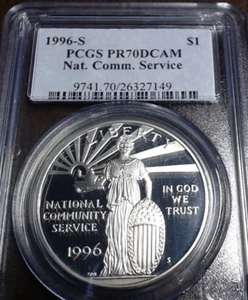 1996-S Nat. Community Service Comm. Silver Dollar  PCGS PR70 - Picture 1 of 2