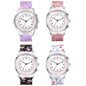 Waterproof Womens Nurse Doctor Easy to Read Silicone Analog Nursing Wrist Watch - Picture 1 of 25