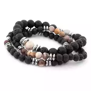 Juego de 3 pulseras elásticas de piedra genuina para hombre Invicta Jewelry cebra - Imagen 1 de 1