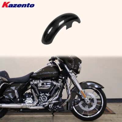 Guardabarros delantero estilo largo de carbono seco para Harley Davidson Touring Street Road Glide Foto 1 de 4