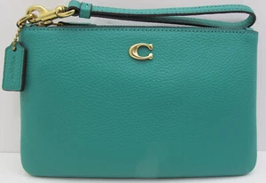 Nueva con etiquetas Auténtica Pulsera de Cuero de Guijarros Pulido Coach Logotipo C Verde Brillante CH818 - Imagen 1 de 5