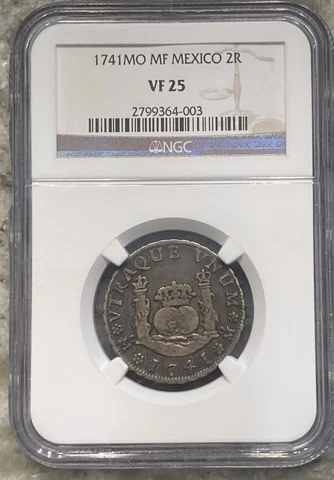 Mexico SPANISH Philip V Silver 1741 Mo MF 2 Reales NGC VF25 SCARCE KM# 84 (042) Cover