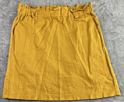 Jules & Leopold L Amarillo Bolsa de Papel Falda Lino Mezcla Rayón Bolsillos Preppy Primavera Foto 1 de 4