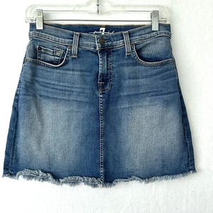 Falda 7 For All Mankind para mujer 26 azul jean denim desgastado dobladillo crudo costero Y2K - Imagen 1 de 6