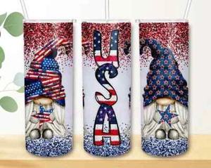4th of July 20 oz Insulated Skinny Tumbler with slide lock lid and straw - Picture 1 of 1