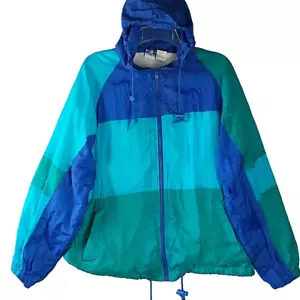 Chaqueta deportiva con capucha cortavientos Pro Spirit talla L bloque de color retro cremallera completa - Imagen 1 de 15