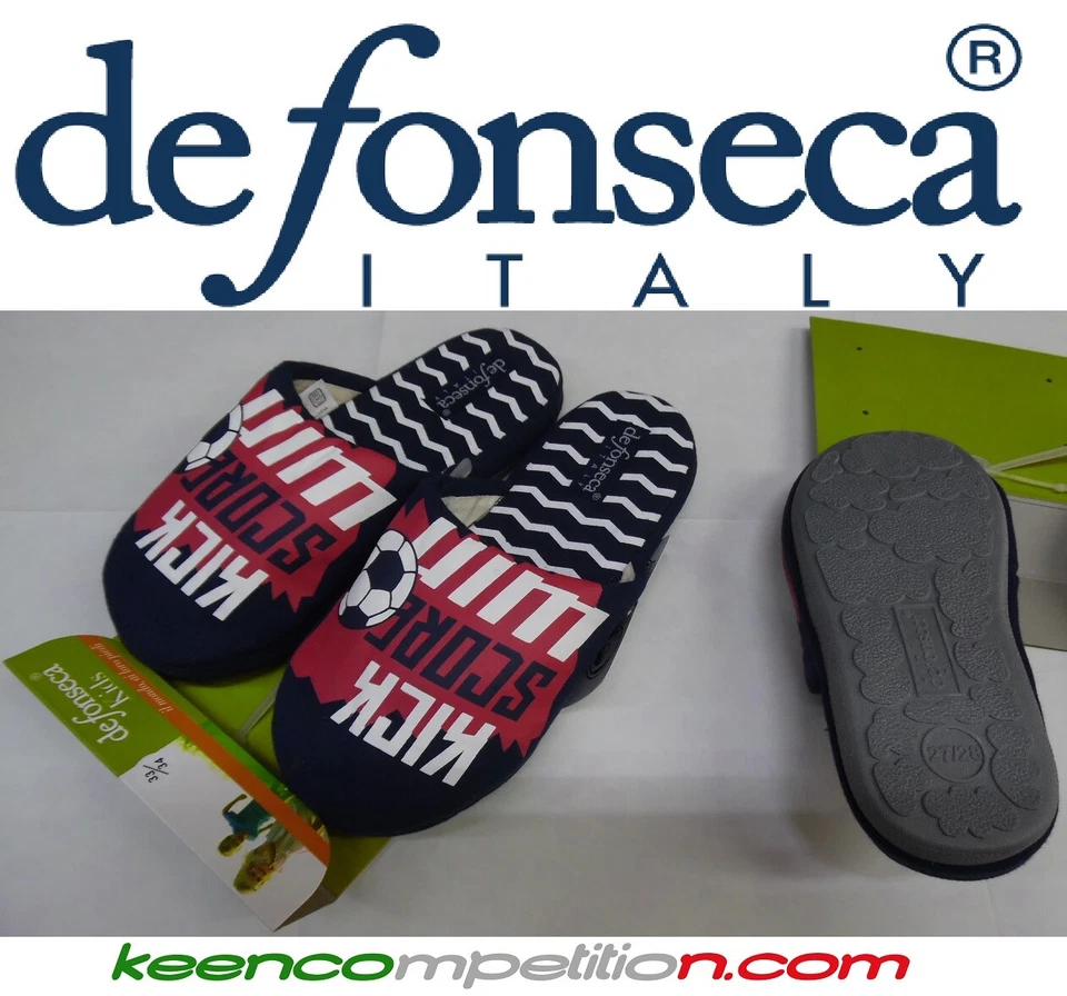 ★ DE FONSECA PANTOFOLE CIABATTE BAMBINO TESSUTO 4 STAGIONI FANTASIA FONDO BLU ★