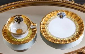 Juego de té de postre vintage Babaria Lehman Selb Bad Tolz taza dorada y platillo - Imagen 1 de 12