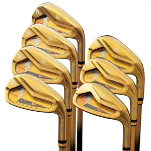 Mutsumi Honma MH608 Phoenix Gold Color Iron 7 Piece Set 6-9, AW, SW, PW R-Flex - Picture 1 of 8