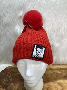 Sombrero Betty Boop Tejido Gorro Tobogán Rojo Piel Sintética Pompón Retro Para Mujer’s Talla Única - Imagen 1 de 7
