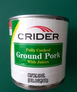 Crider Ground Pork Fully Cooked 24oz Can Best By 7/31/2025 - Picture 1 of 8