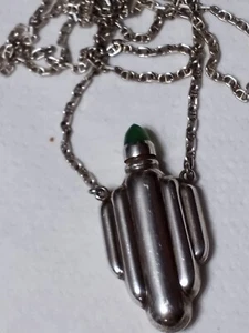 Aveda Vintage Sterlingsilber Parfüm Anhänger Jade Top Halskette lange Kette selten - Bild 1 von 7