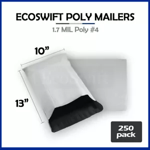 250 Buste Autosigillanti 10 X 12 EcoSwift Bianco Poly Mailers 1,7MIL - Foto 1 di 5